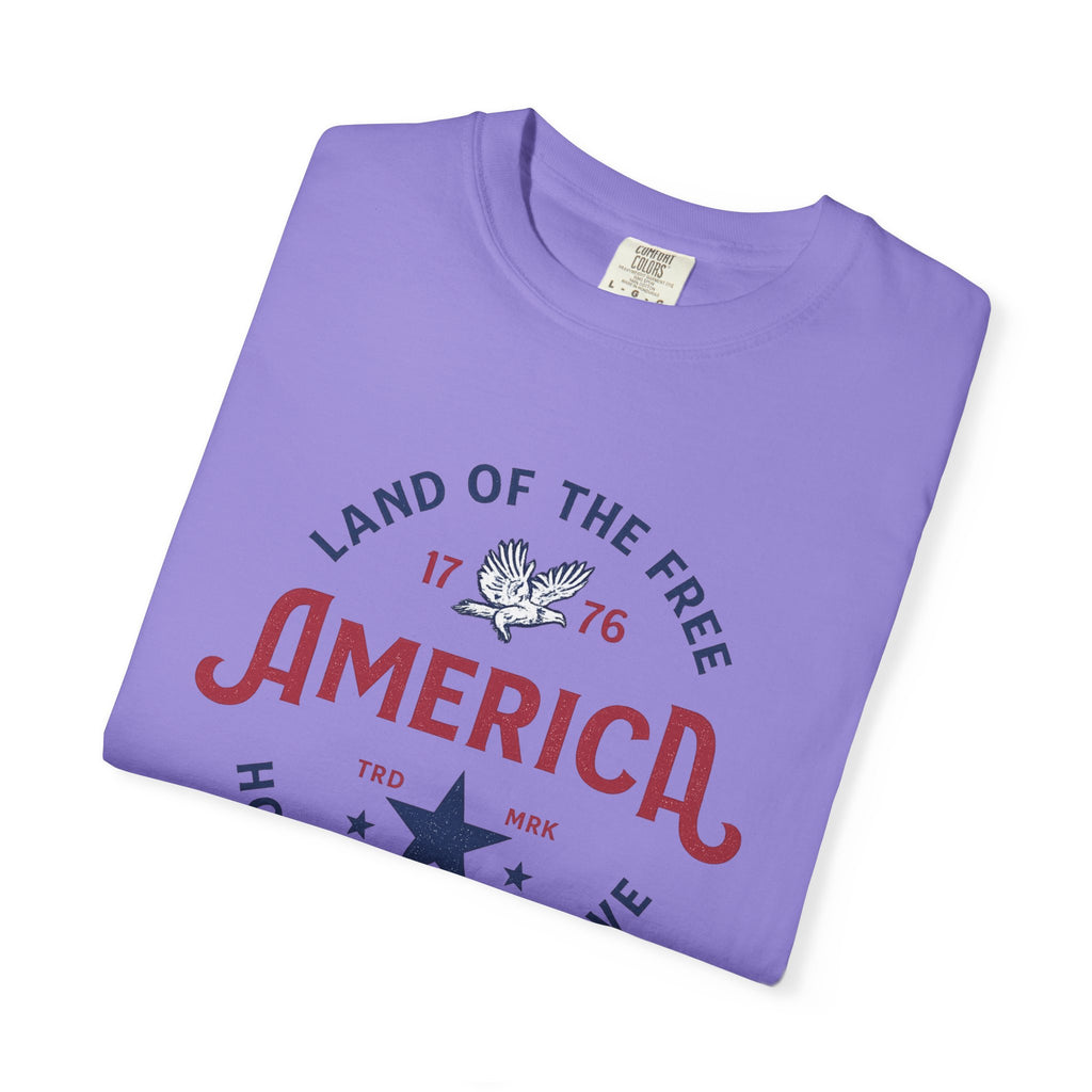 America Land of the Free Graphic T-Shirt — Patriotic 1776 Home of the Brave Tee