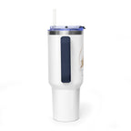 Custom 40oz Vacuum Tumbler – White Tumbler with colorful handle