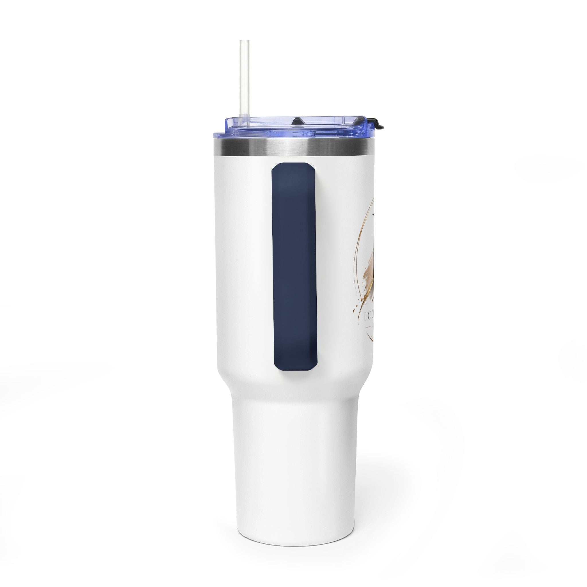 Custom 40oz Vacuum Tumbler – White Tumbler with colorful handle