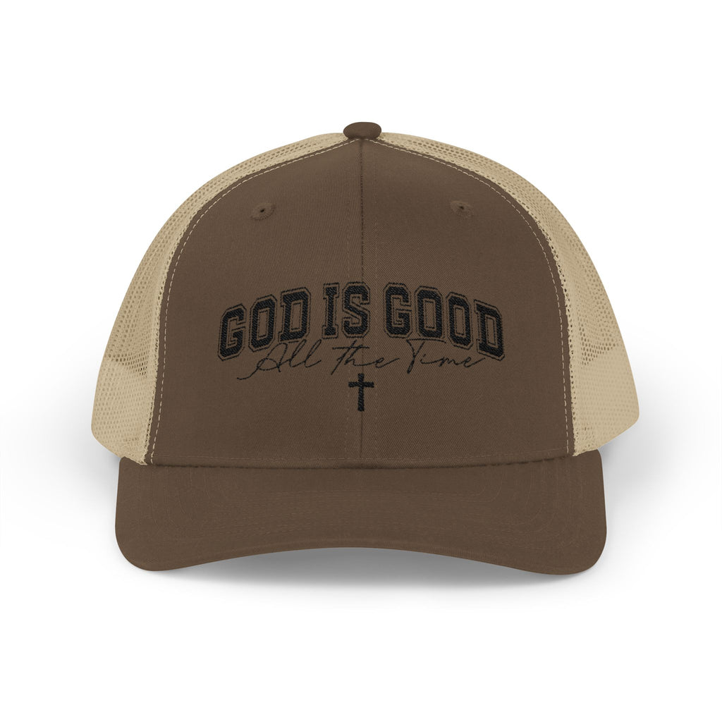 God Is Good Trucker Cap – Faith-Based Snapback Hat with Cross