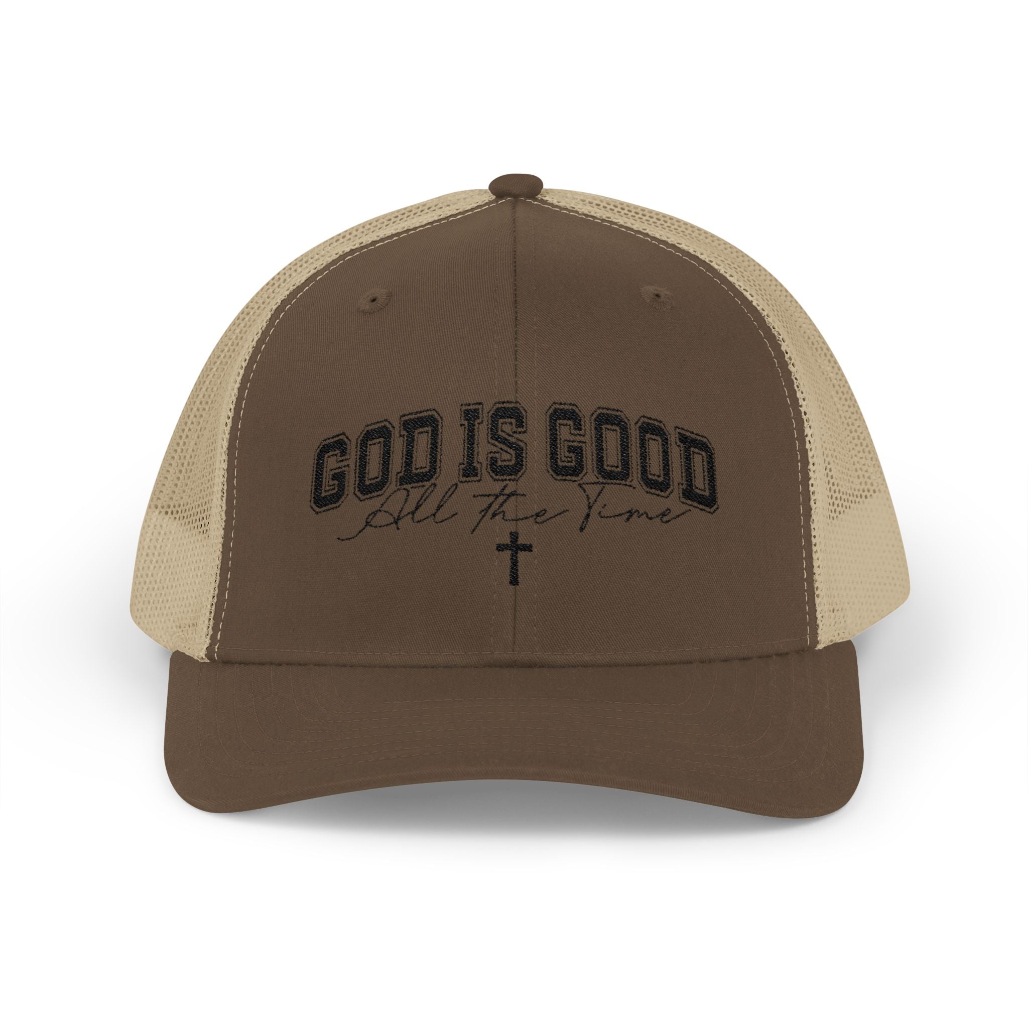 God Is Good Trucker Cap – Faith-Based Snapback Hat with Cross