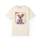 T-Shirt | 'Merica Patriotic Dog Graphic Tee – American Flag Sunglasses & Bow Tie