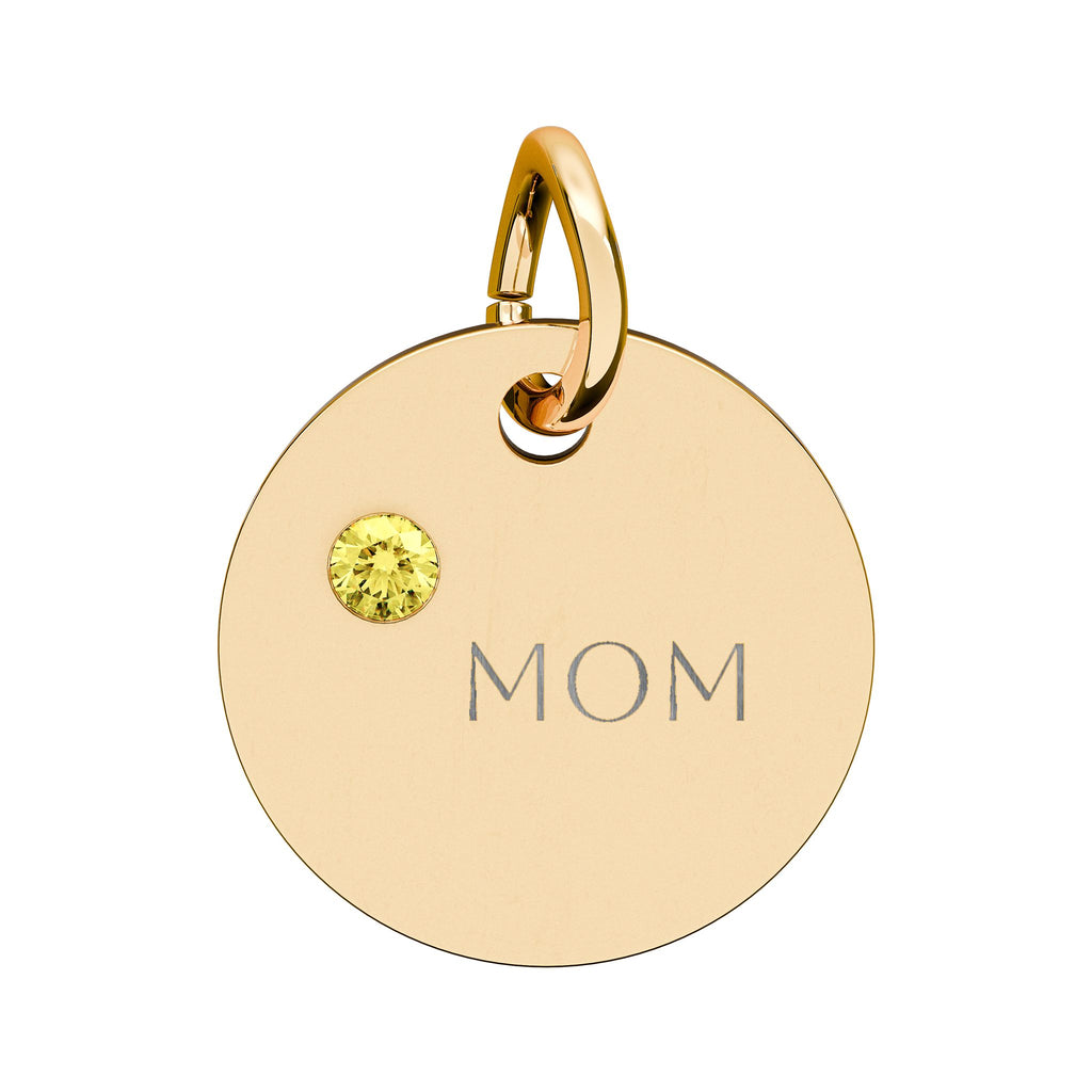 Custom Engraved Birthstone Circle Charm