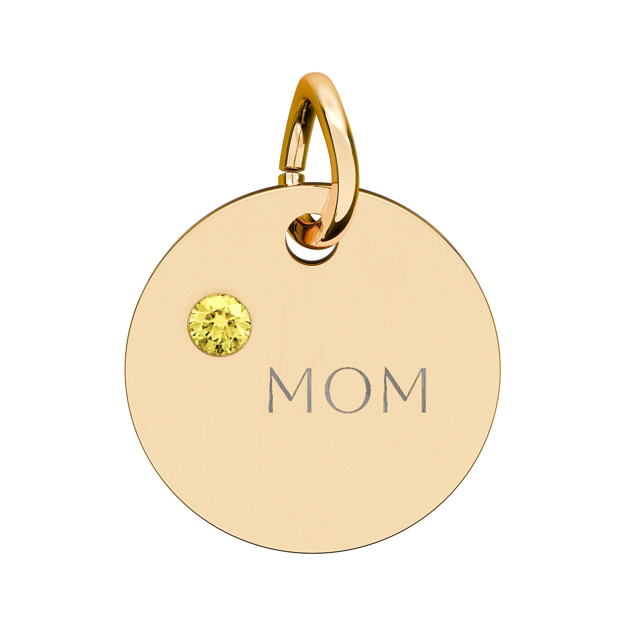 Custom Engraved Birthstone Circle Charm