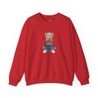 Crewneck Sweatshirt — Teddy Bear Wearing 'Jesus' Sweater Christian Graphic