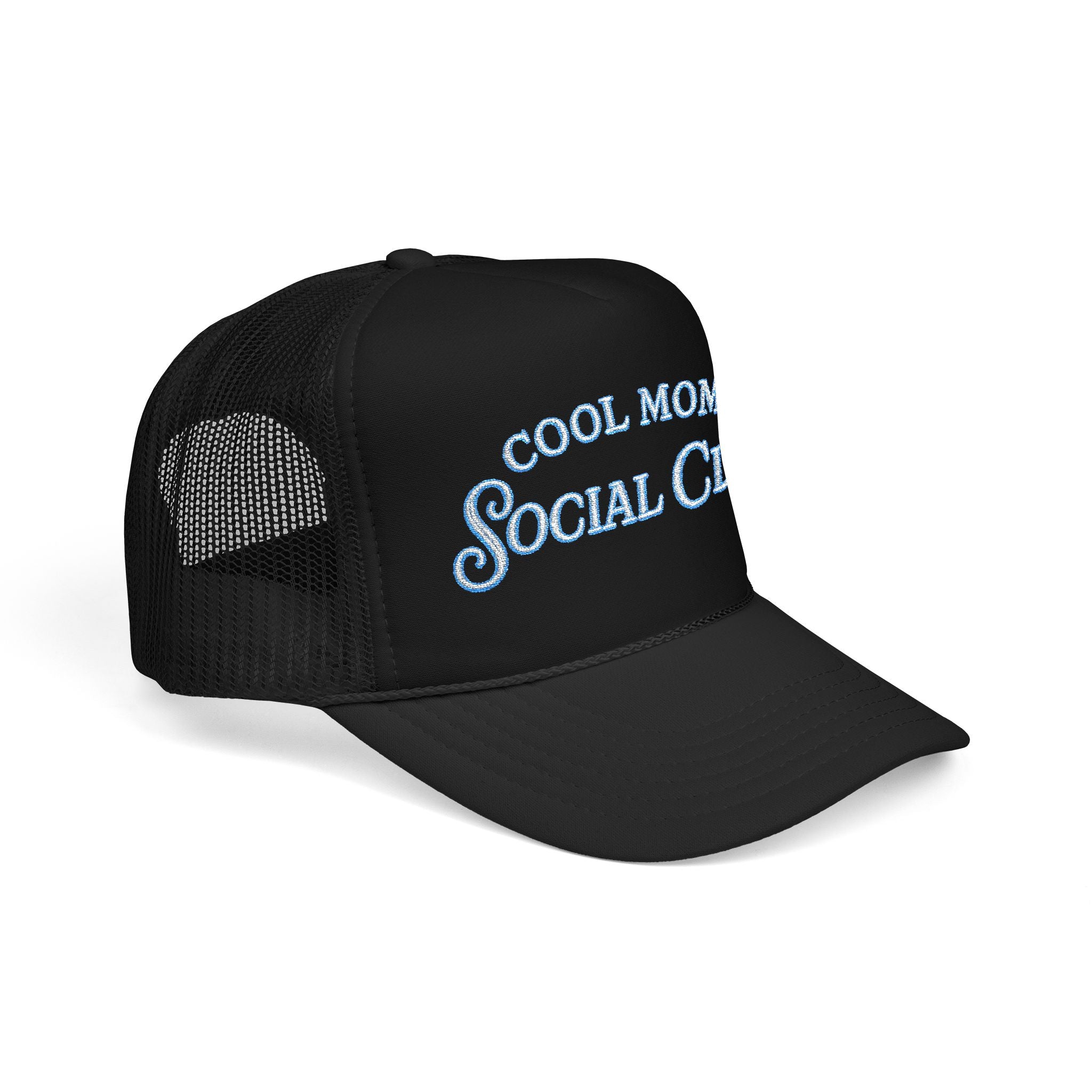 Cool Mom Social Club Trucker Hat — Embroidered Foam Mesh Cap for Stylish Moms