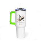 Custom 40oz Vacuum Tumbler – White Tumbler with colorful handle