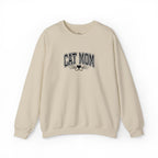 Cat Mom Crewneck Sweatshirt — Vintage Script Cat Face Graphic