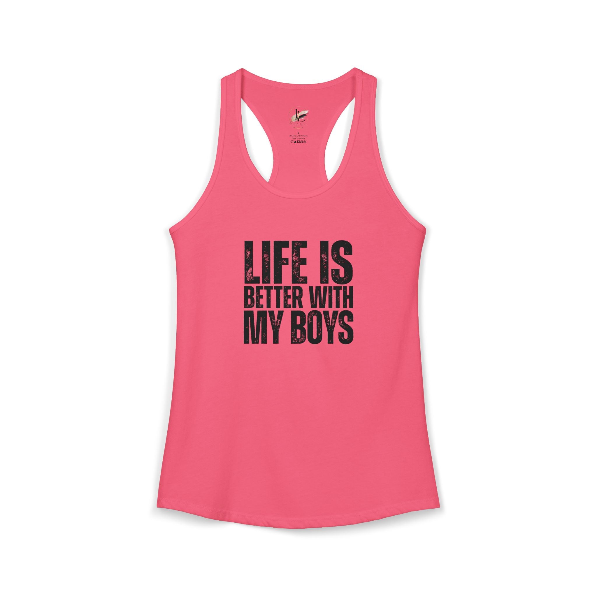 "Life is better with my boys" Mom, Women's Ideal Racerback Tank