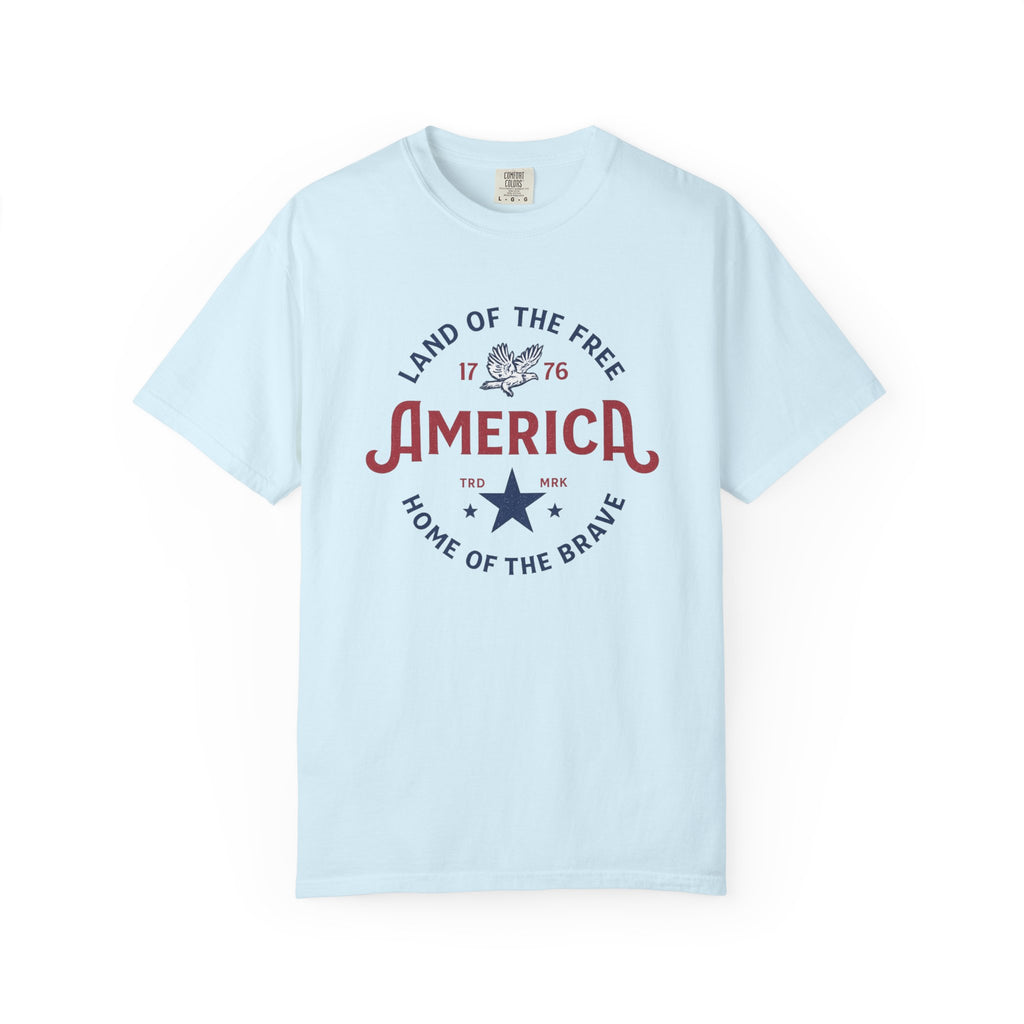 America Land of the Free Graphic T-Shirt — Patriotic 1776 Home of the Brave Tee