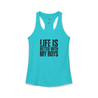 "Life is better with my boys" Mom, Women's Ideal Racerback Tank