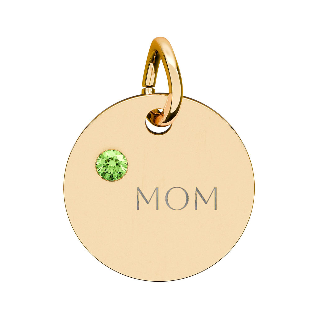 Custom Engraved Birthstone Circle Charm