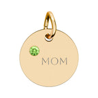 Custom Engraved Birthstone Circle Charm