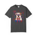 T-Shirt | 'Merica Patriotic Dog Graphic Tee – American Flag Sunglasses & Bow Tie