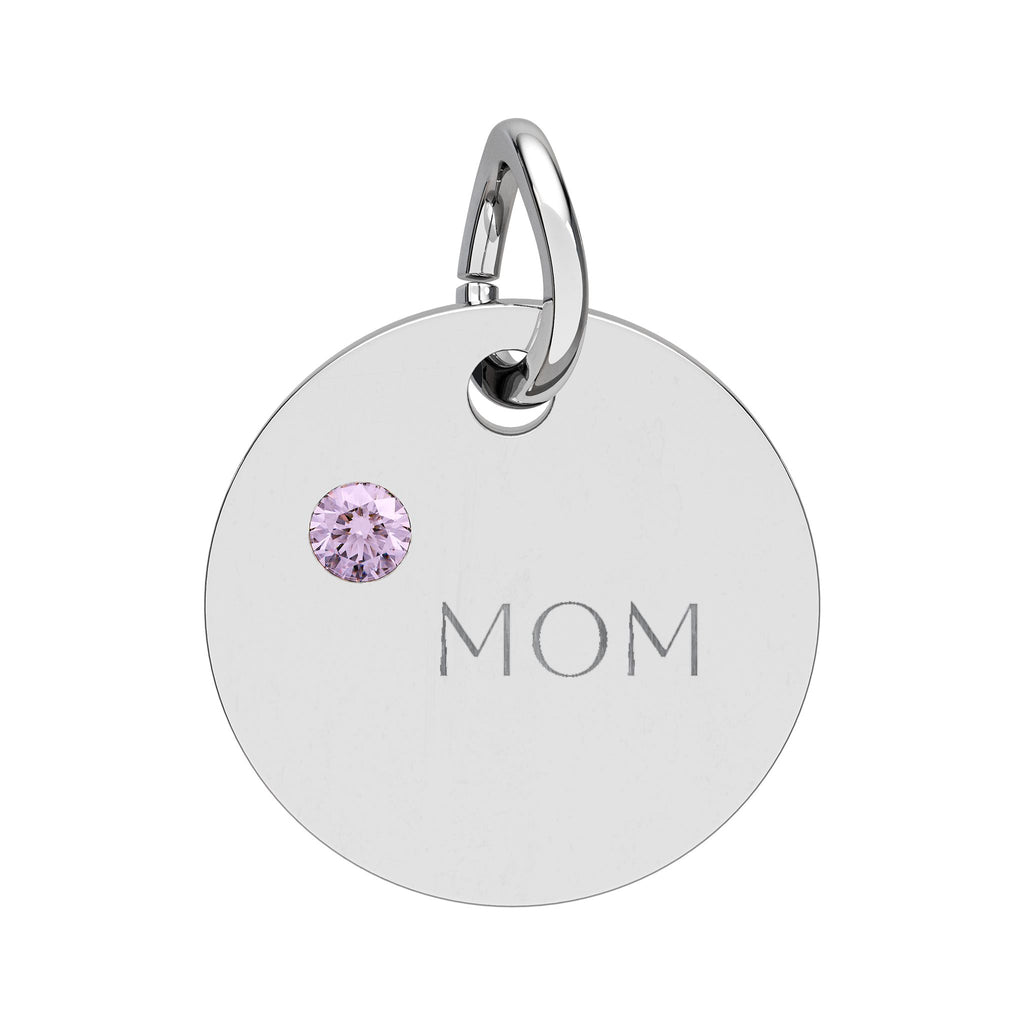 Custom Engraved Birthstone Circle Charm