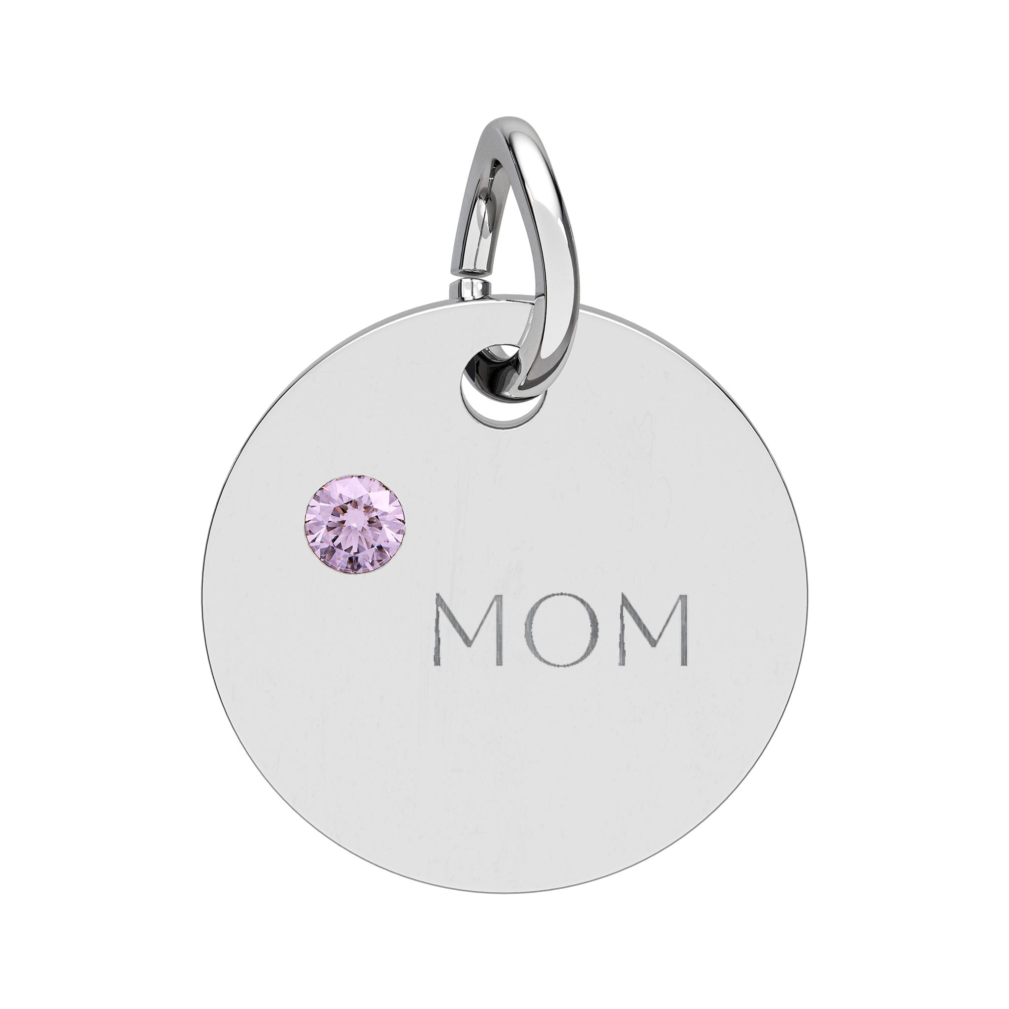 Custom Engraved Birthstone Circle Charm