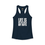 "Life is better with my boys" Mom, Women's Ideal Racerback Tank