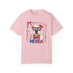 T-Shirt | 'Merica Patriotic Dog Graphic Tee – American Flag Sunglasses & Bow Tie