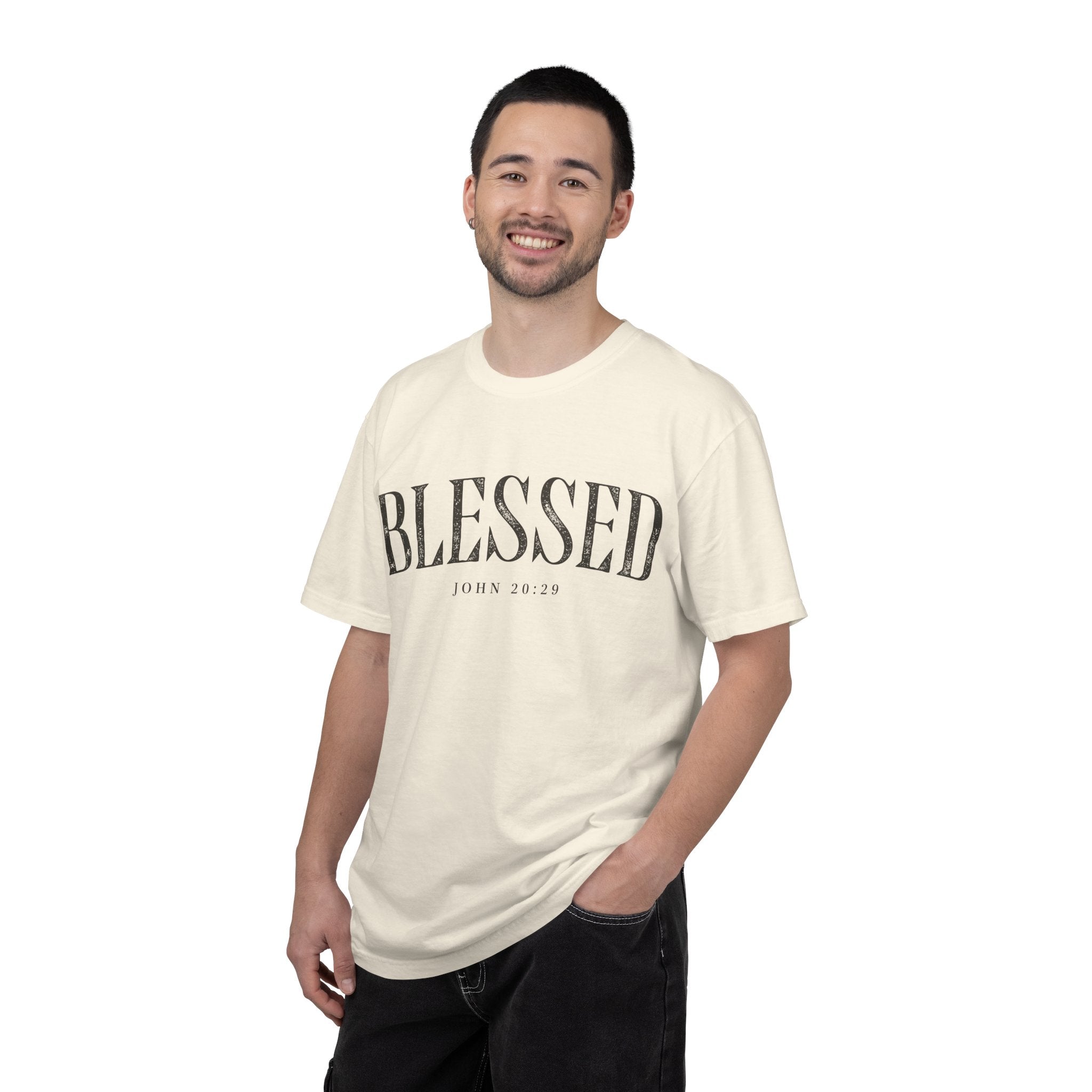 Blessed Christian T-Shirt — 'BLESSED' with John 20:25 Scripture Tee