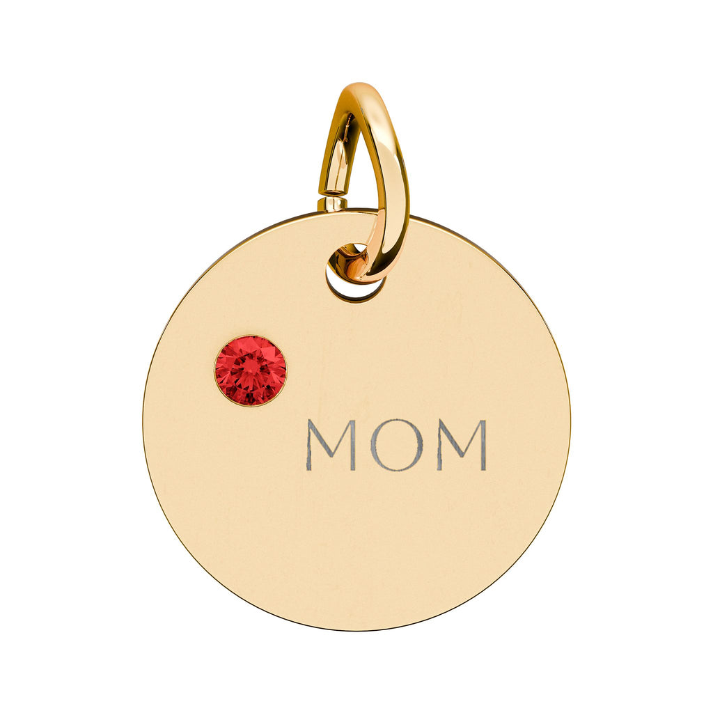 Custom Engraved Birthstone Circle Charm