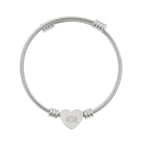 Customized Engravable Heart Cuff Bracelet — Personalized Initials Stainless Steel Bangle (Silver or Gold)