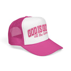 God Is Good Trucker Hat — Hot Pink Design