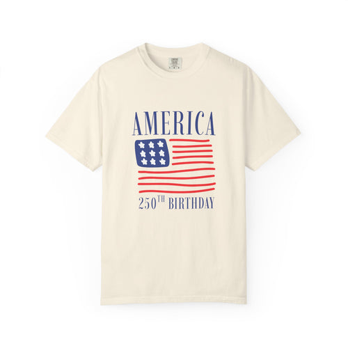 America 250th Birthday T-Shirt - Patriotic Flag Tee for 4th of July
