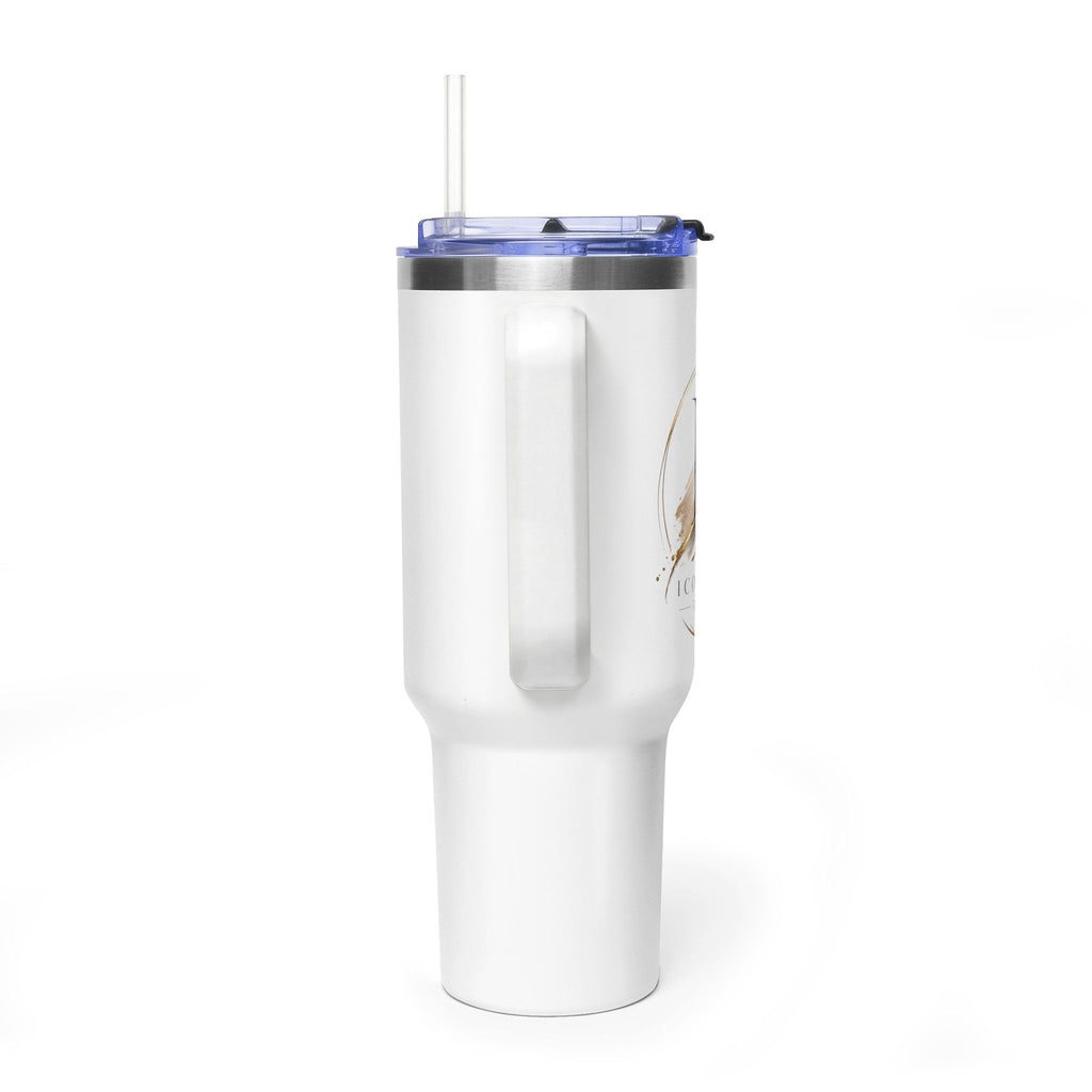 Custom 40oz Vacuum Tumbler – White Tumbler with colorful handle