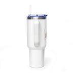 Custom 40oz Vacuum Tumbler – White Tumbler with colorful handle