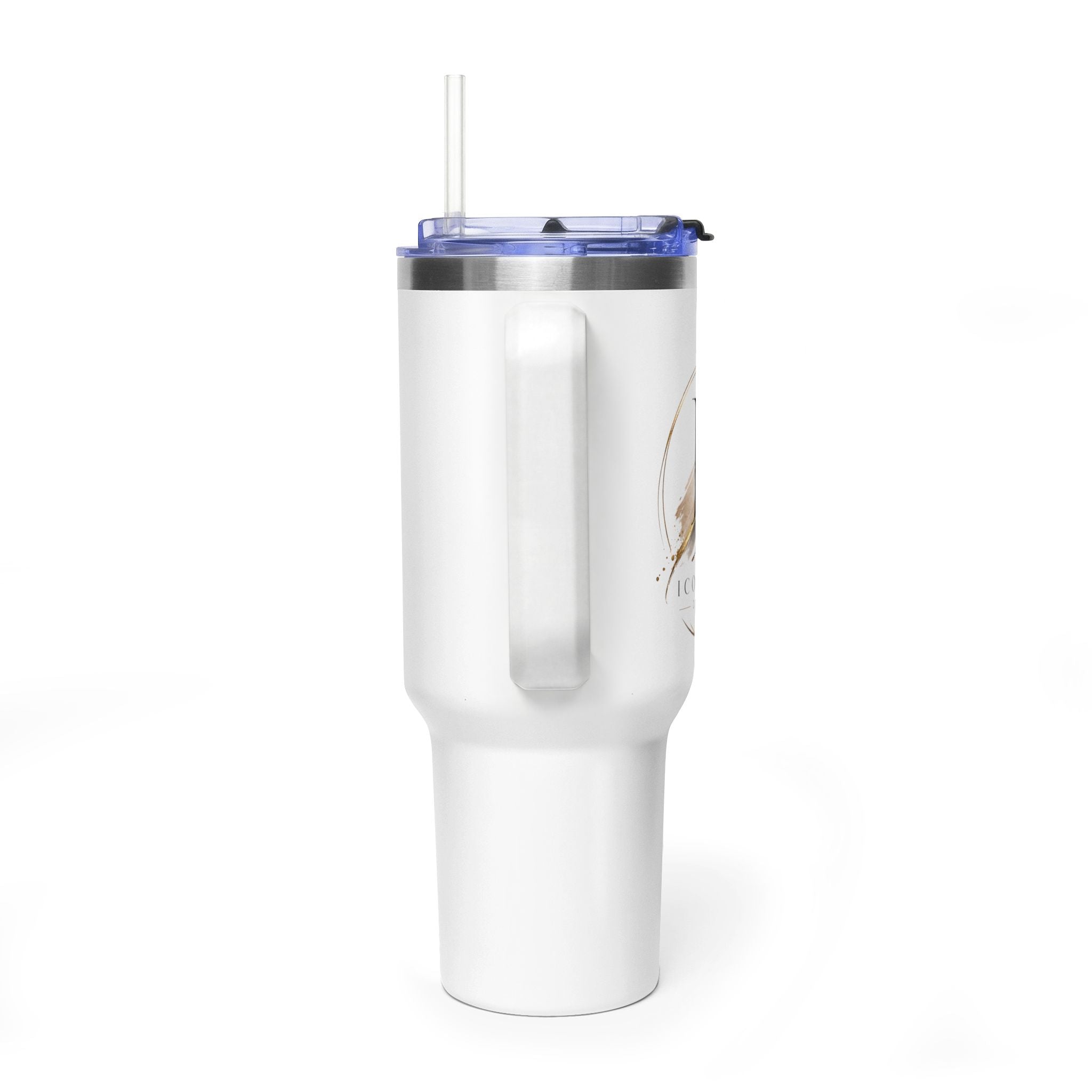 Custom 40oz Vacuum Tumbler – White Tumbler with colorful handle