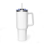 Custom 40oz Vacuum Tumbler – White Tumbler with colorful handle