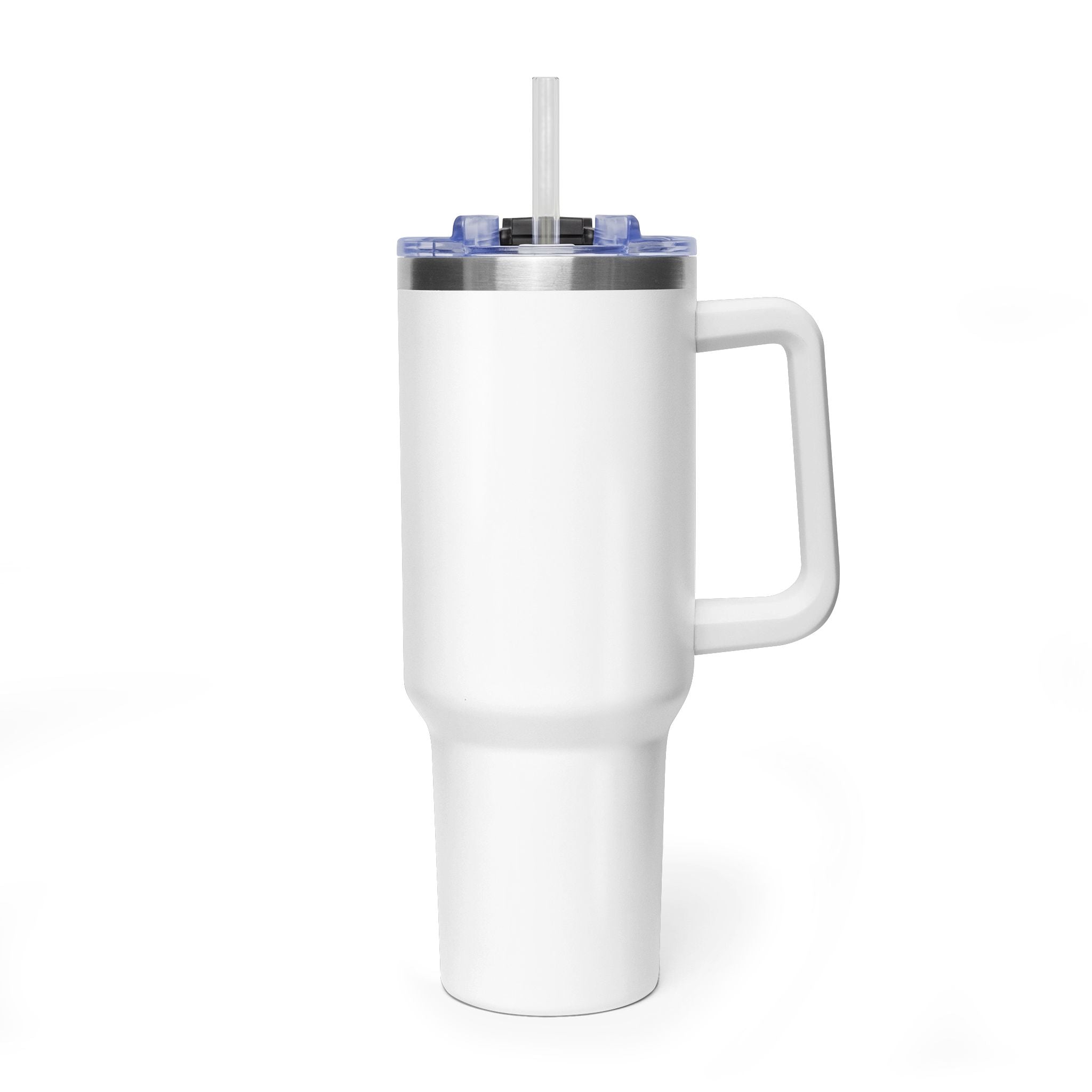 Custom 40oz Vacuum Tumbler – White Tumbler with colorful handle