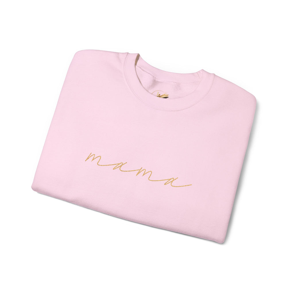 Mama Embroidery Crewneck Sweatshirt — Minimal Rose Gold Script