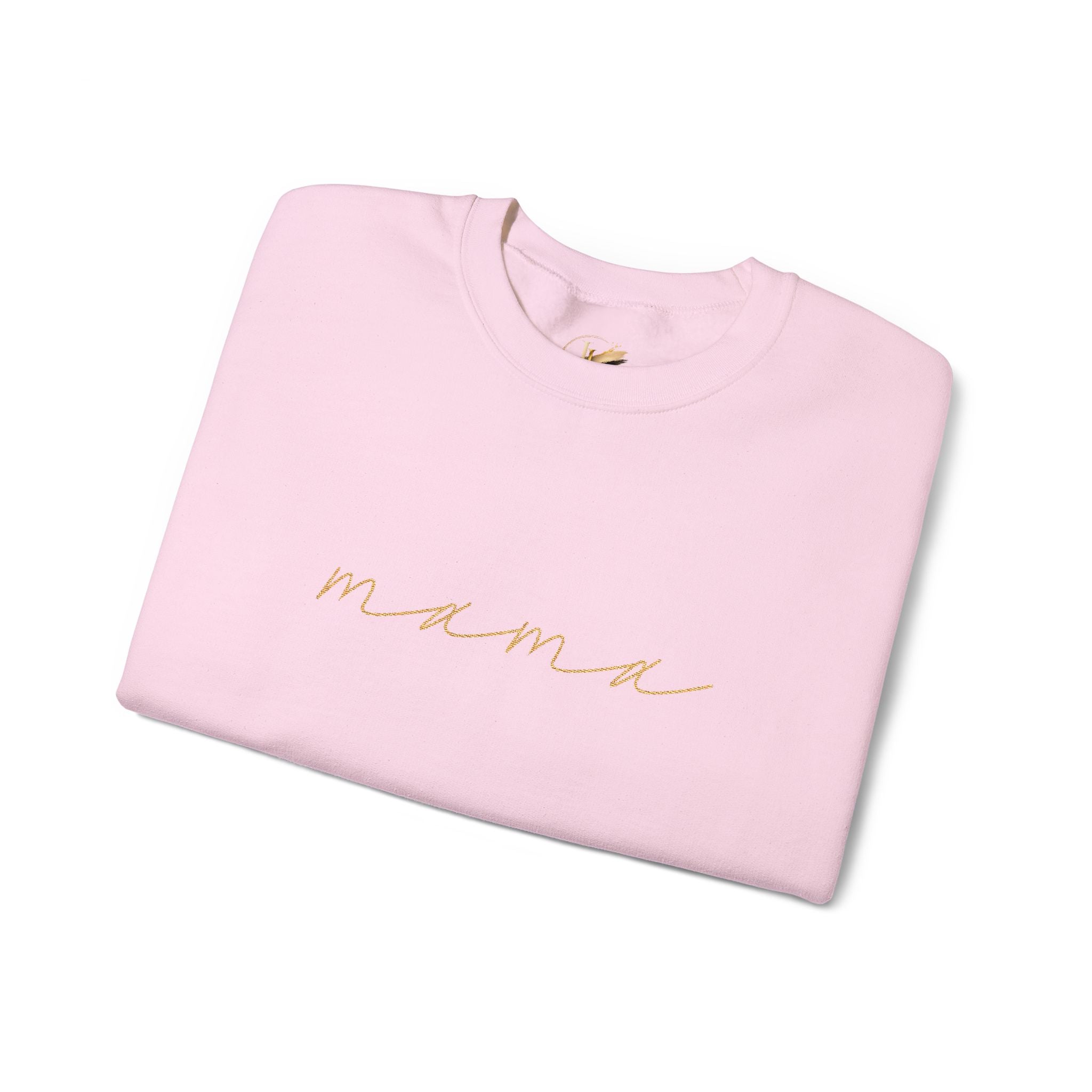 Mama Embroidery Crewneck Sweatshirt — Minimal Rose Gold Script