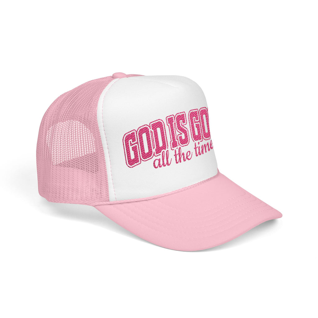 God Is Good Trucker Hat — Hot Pink Design