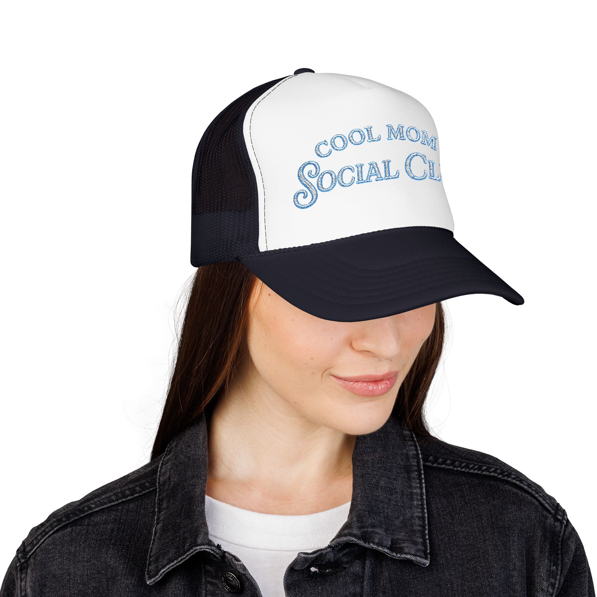 Cool Mom Social Club Trucker Hat — Embroidered Foam Mesh Cap for Stylish Moms