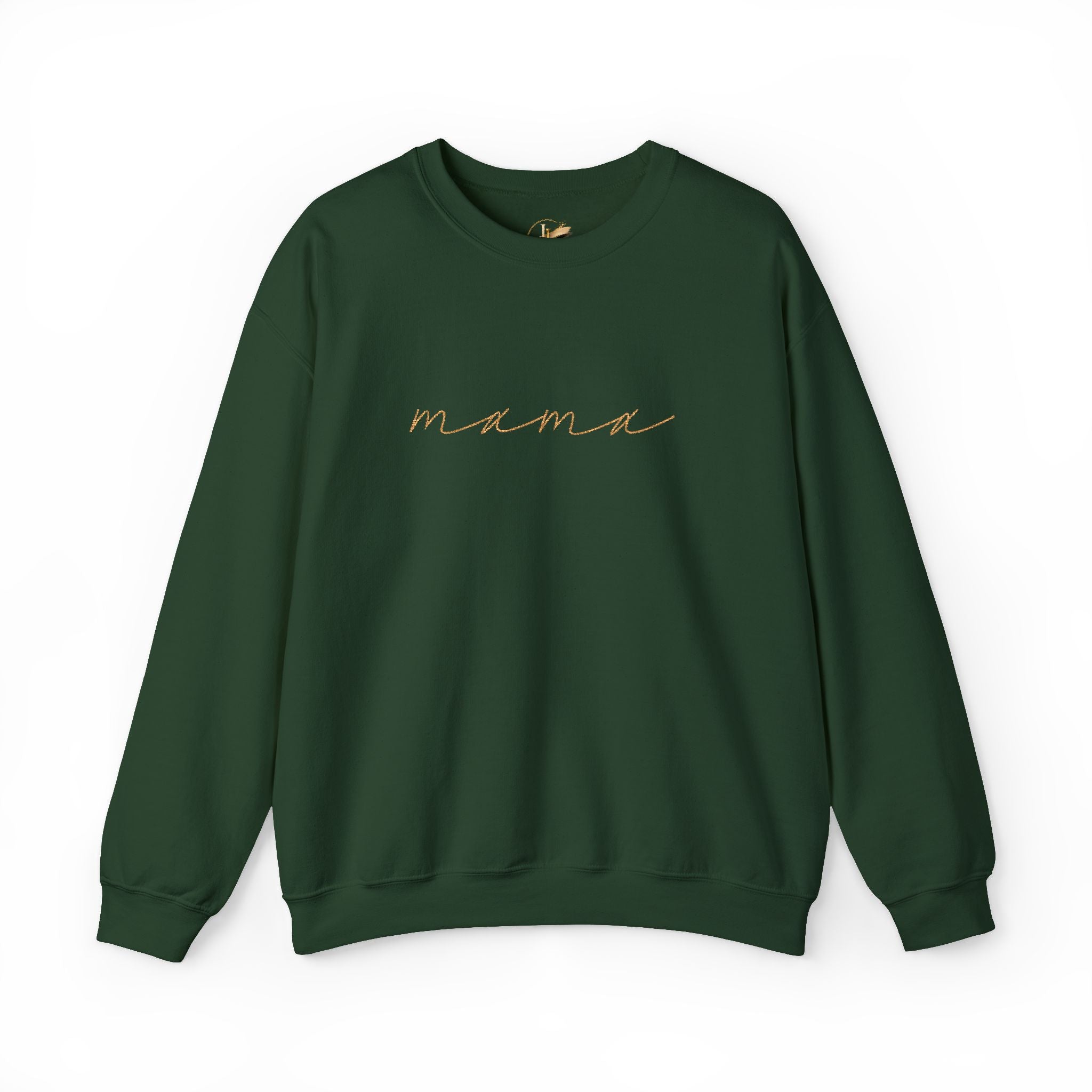Mama Embroidery Crewneck Sweatshirt — Minimal Rose Gold Script