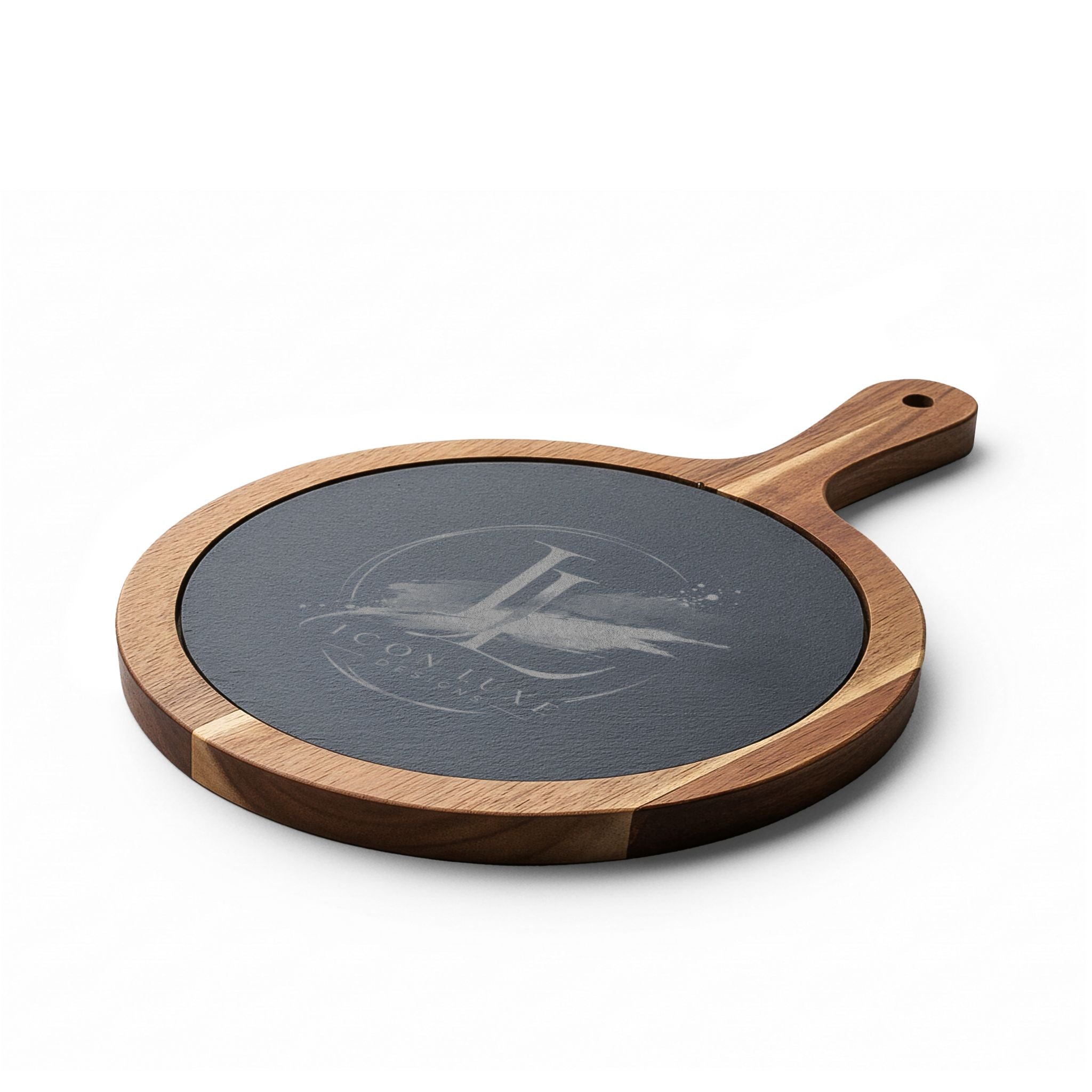 Custom Engraved Acacia Charcuterie Board with Slate Insert & Cheese Tools