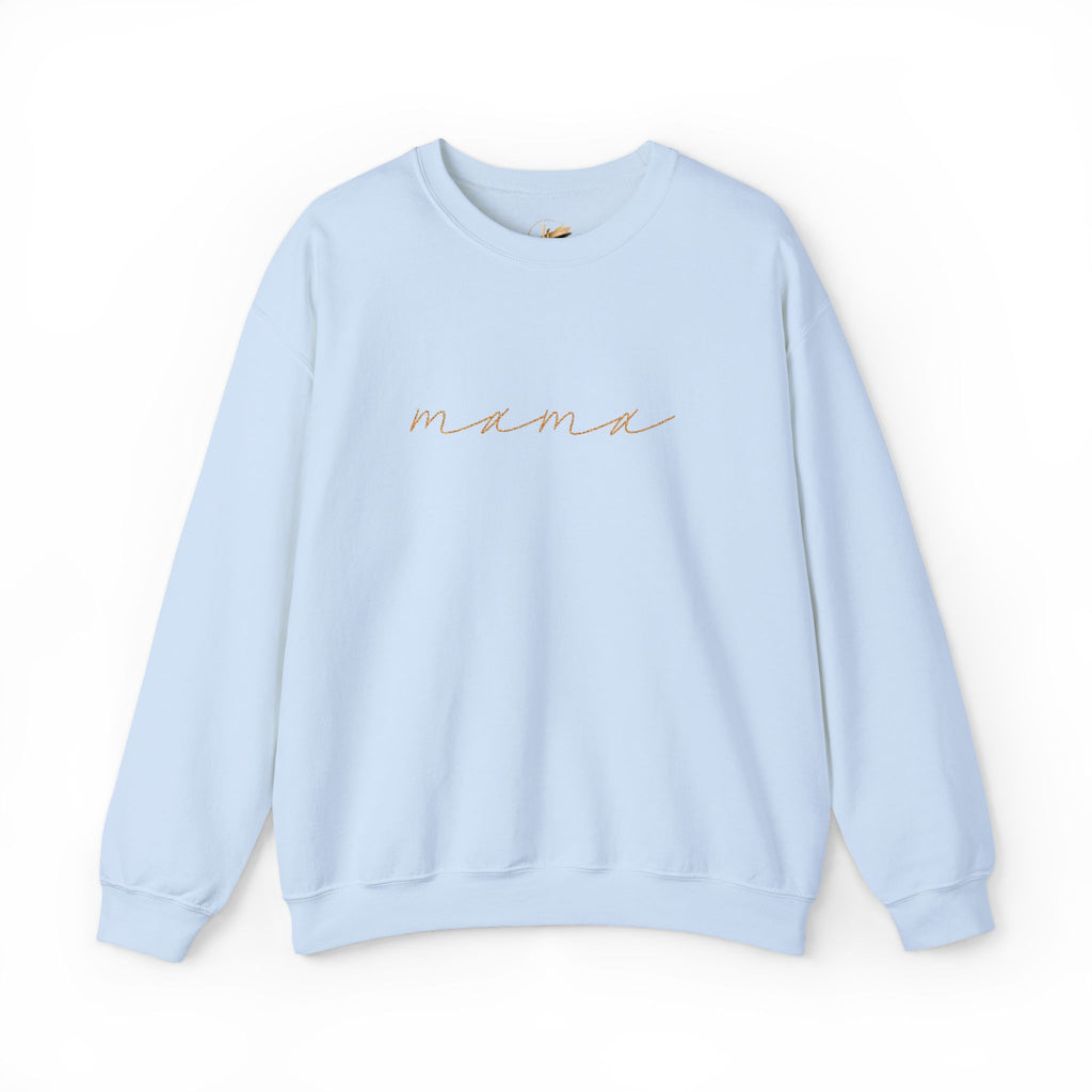 Mama Embroidery Crewneck Sweatshirt — Minimal Rose Gold Script