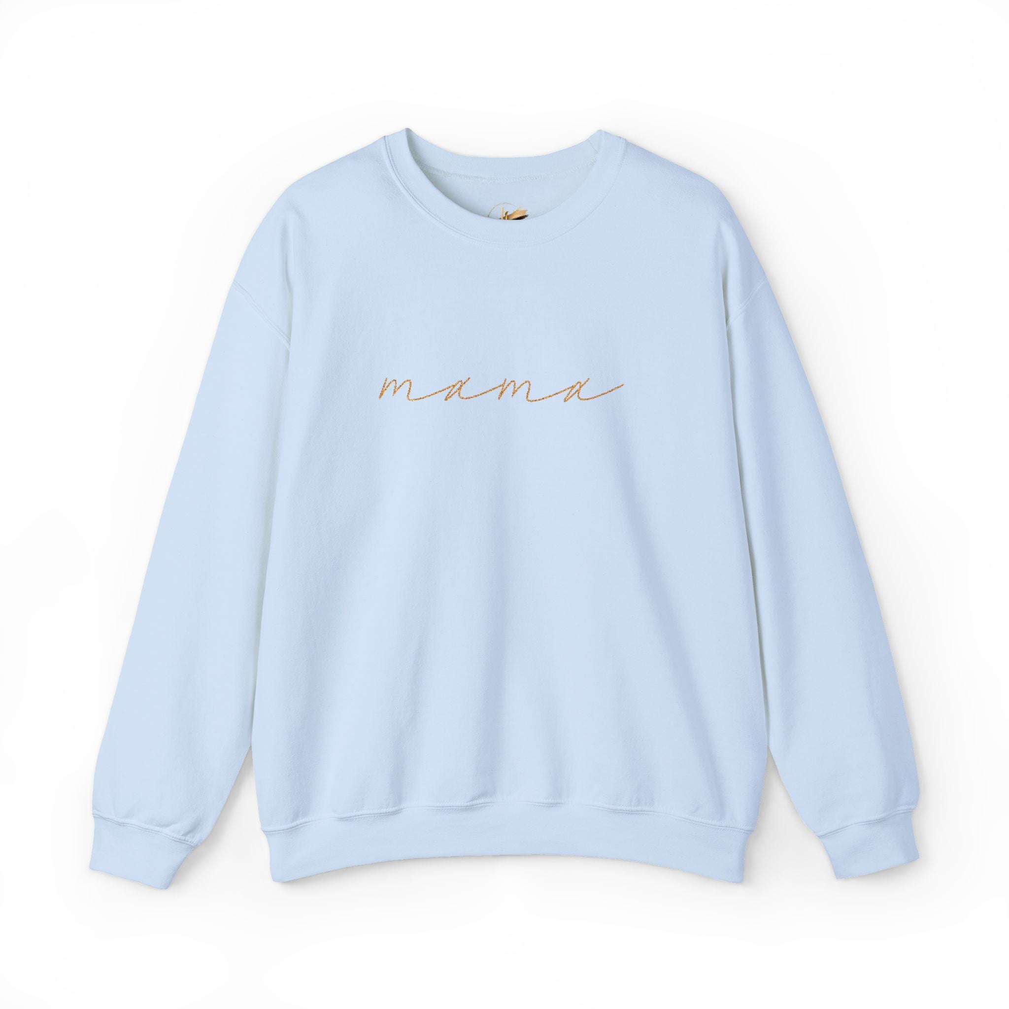 Mama Embroidery Crewneck Sweatshirt — Minimal Rose Gold Script