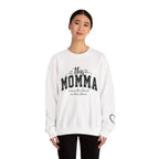 Customized Momma, Gigi, Grammy, Grandma, Mama, Mom, or Nana  Crewneck Sweatshirt – “This ….. Wears Her Heart on Her Sleeve” Cozy Pullover