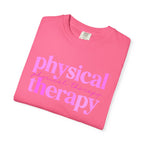 Physical Therapy T-Shirt — Pink Text Rehab Tee for Physical Therapists & Students