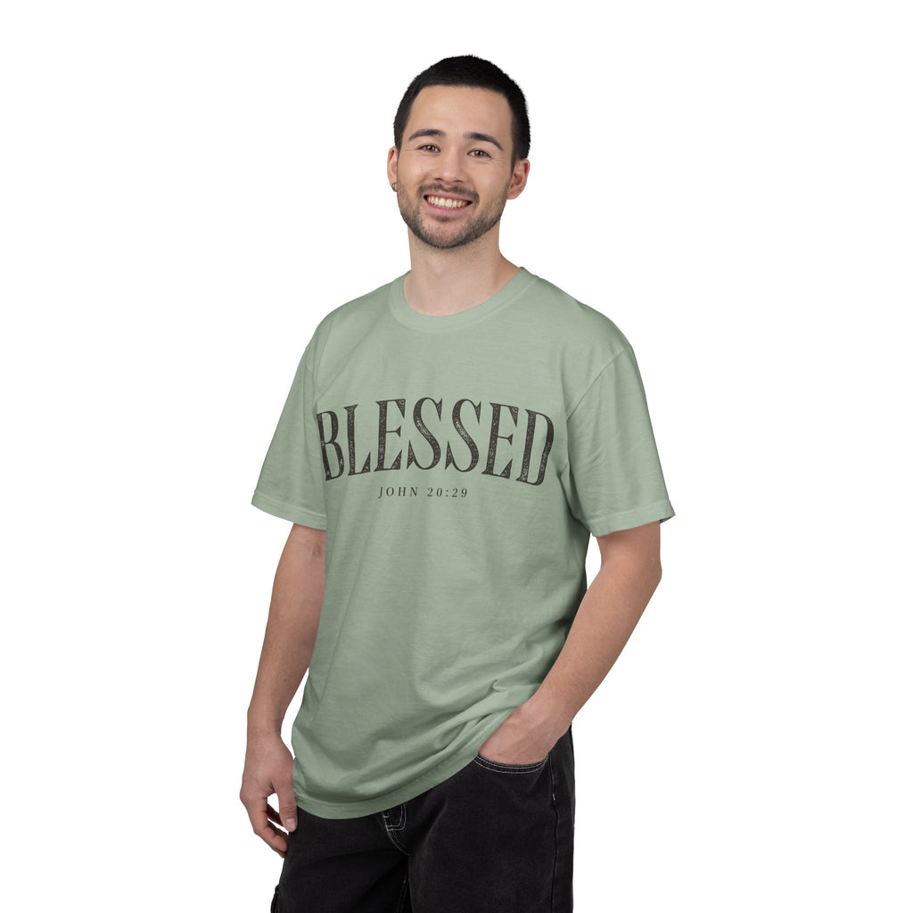 Blessed Christian T-Shirt — 'BLESSED' with John 20:25 Scripture Tee