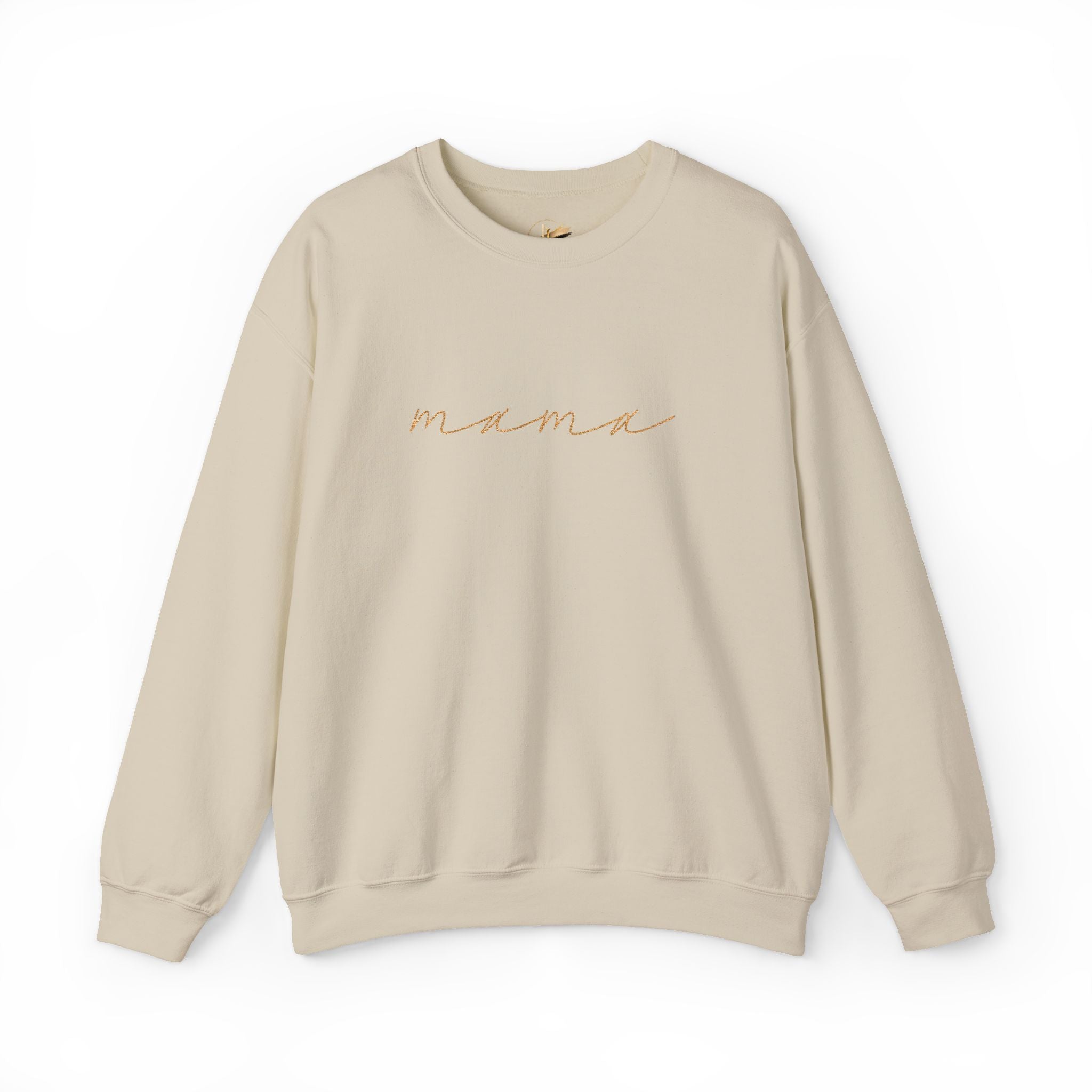 Mama Embroidery Crewneck Sweatshirt — Minimal Rose Gold Script