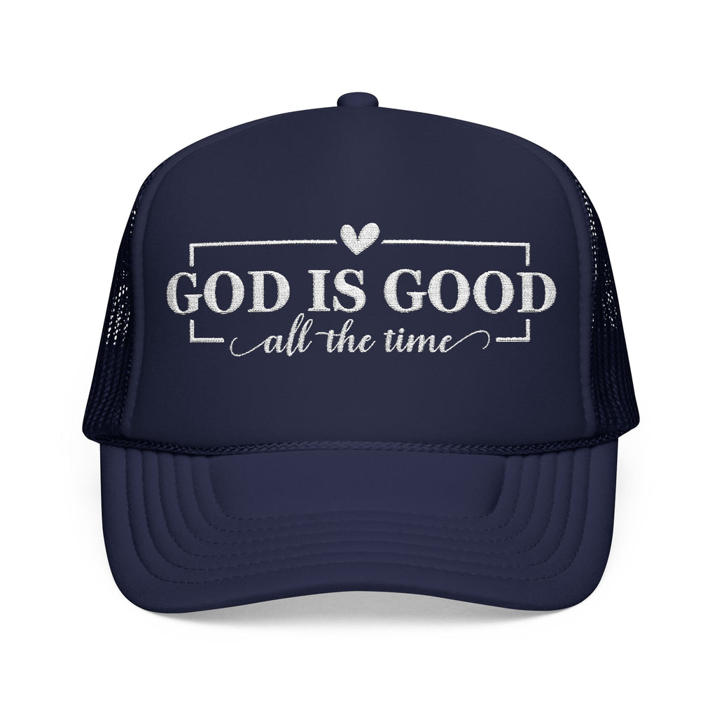 God Is Good Trucker Hat — White Design