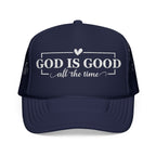 God Is Good Trucker Hat — White Design