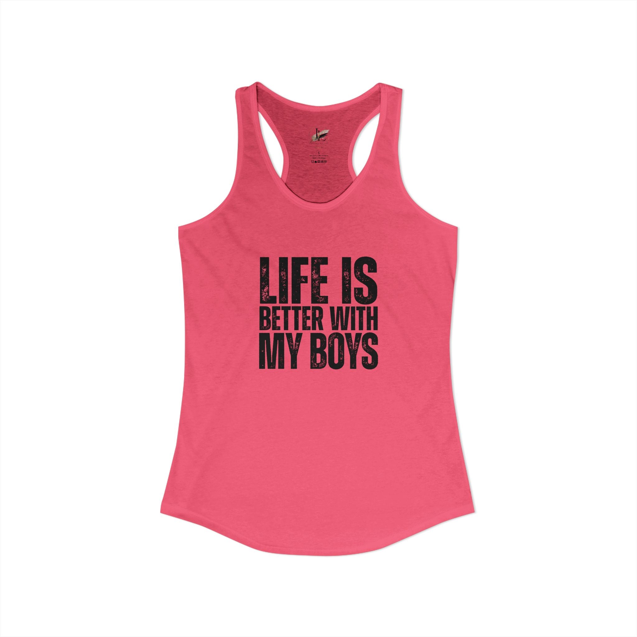 "Life is better with my boys" Mom, Women's Ideal Racerback Tank