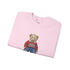 Crewneck Sweatshirt — Teddy Bear Wearing 'Jesus' Sweater Christian Graphic