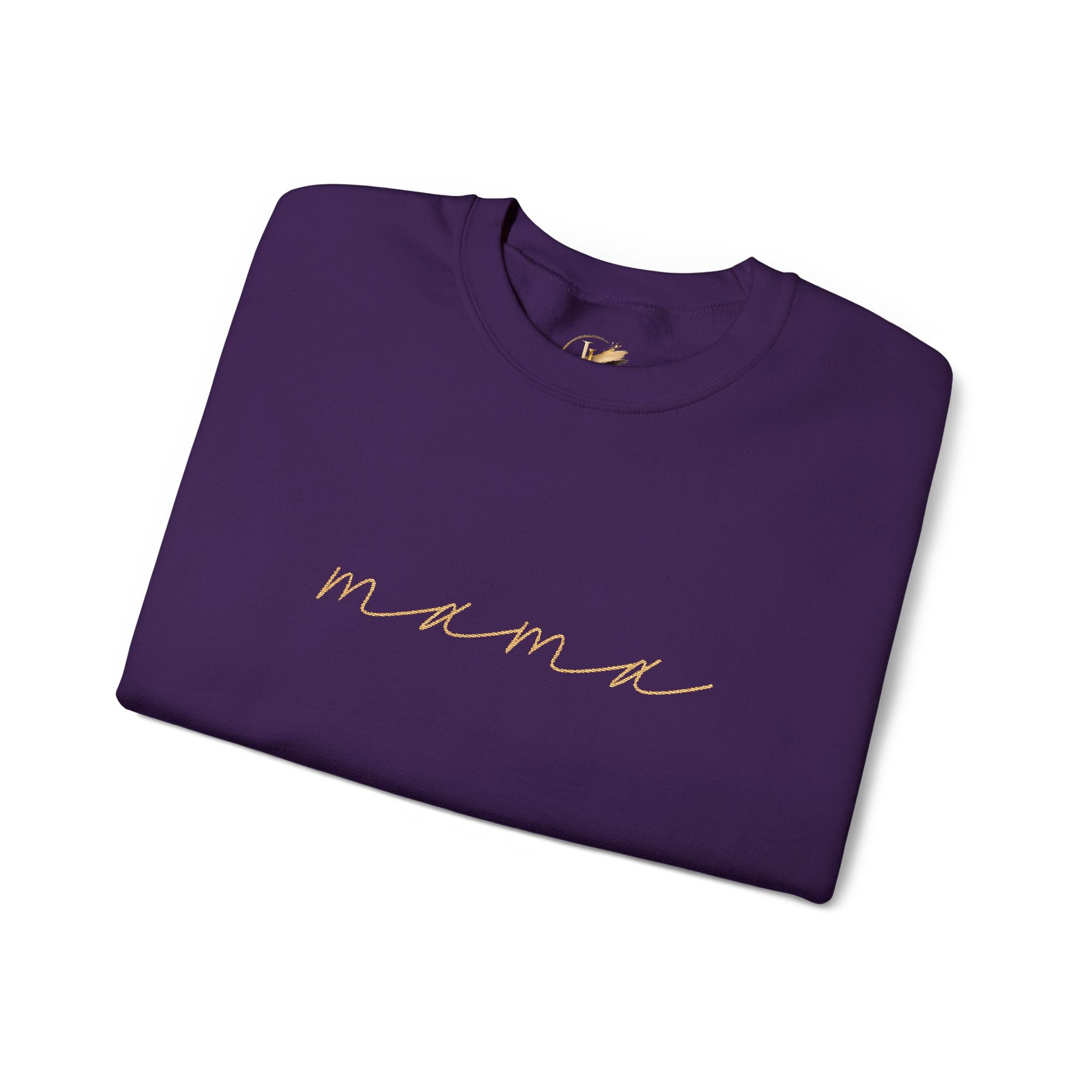 Mama Embroidery Crewneck Sweatshirt — Minimal Rose Gold Script