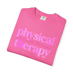 Physical Therapy T-Shirt — Pink Text Rehab Tee for Physical Therapists & Students